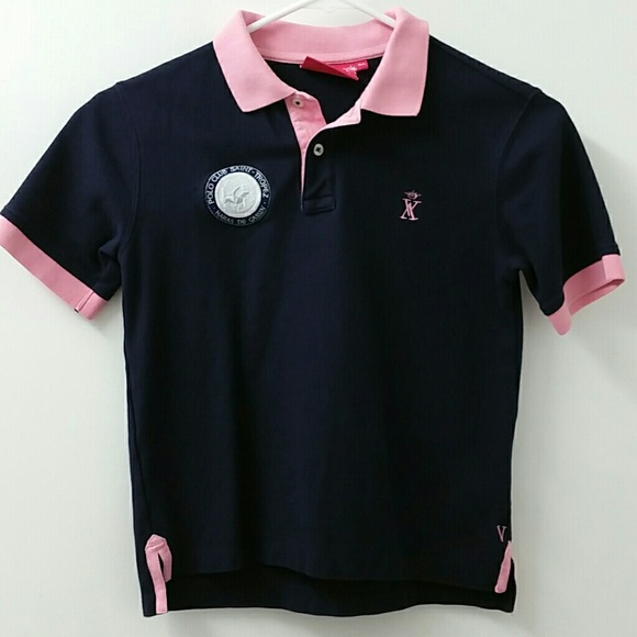Polo Shirt Pink With Navy Trim