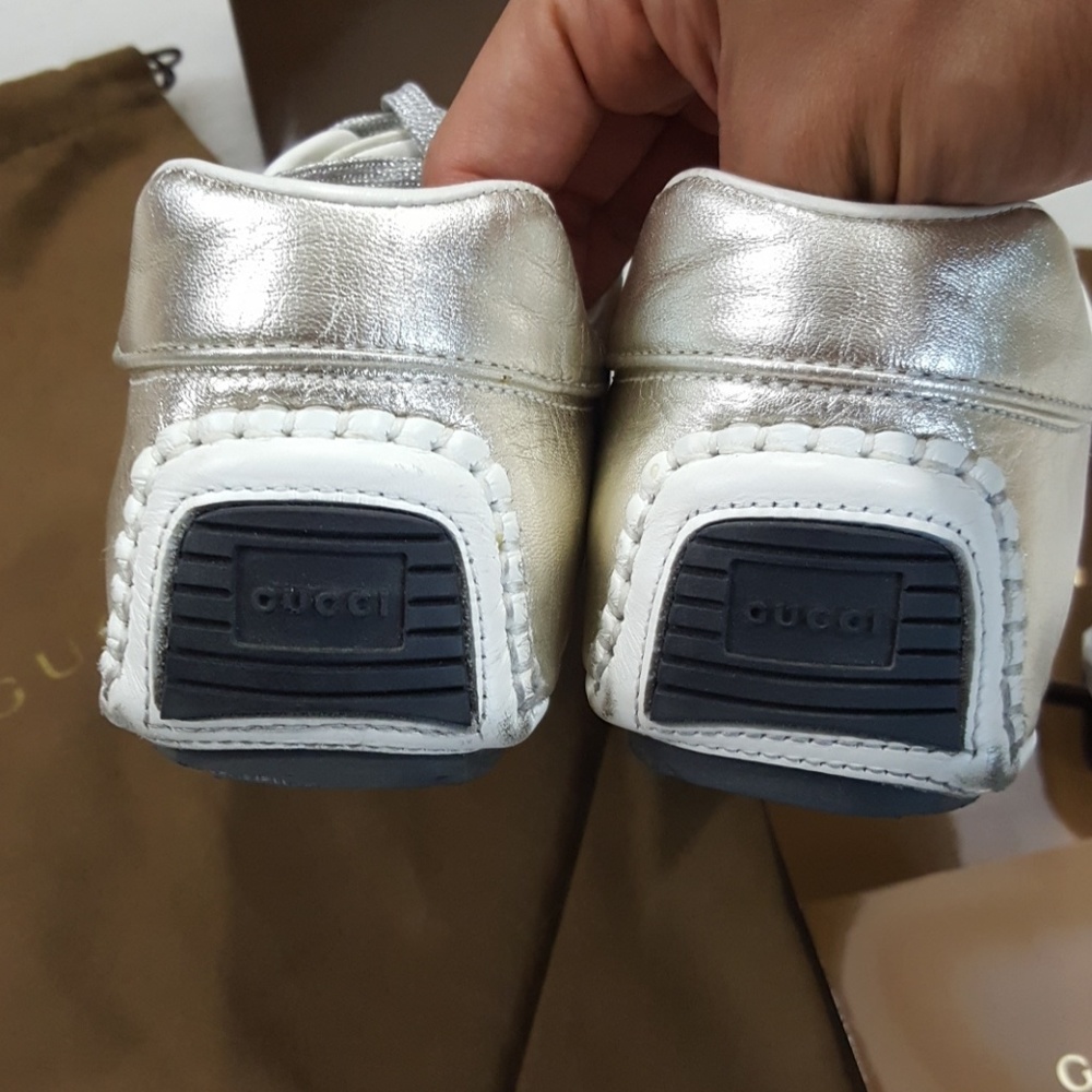 🚫SOLD🚫 GUCCI GG NAPPA SILK ATHENA WHITE SNEAKERS - Picture 7 of 8