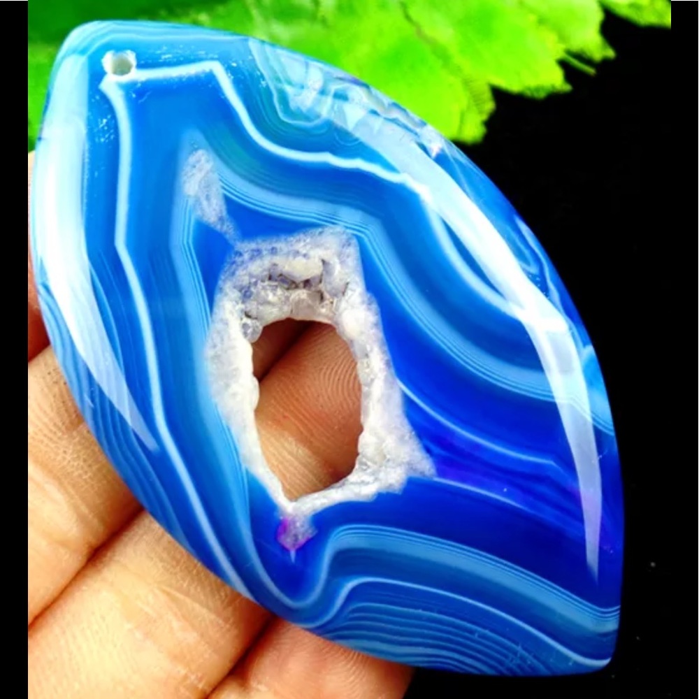 ✅✅✅🇺🇸SUPER SALE🇺🇸Blue Stripes Onyx Geode Agate