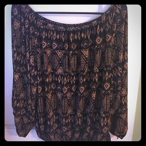 Over the shoulder long sleeve blouse