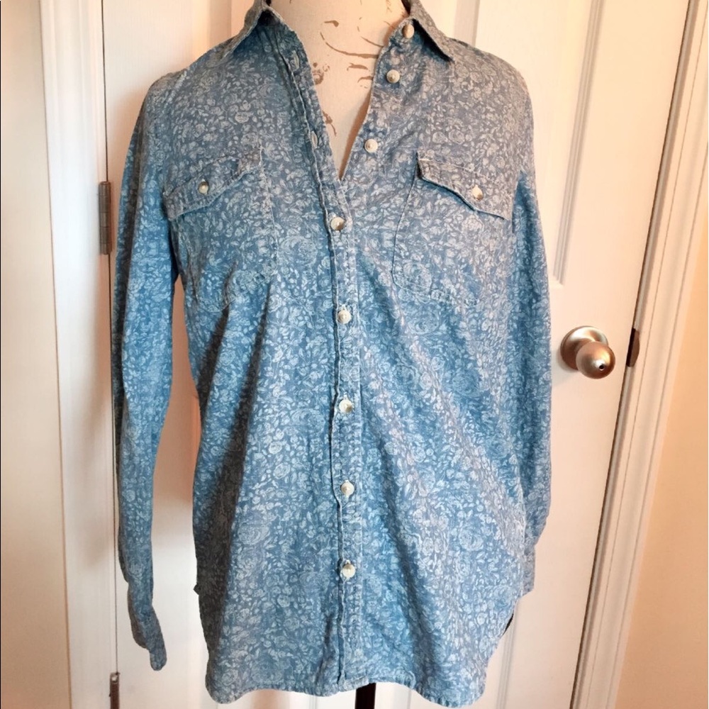 Sonoma Printed Jeans Button Down Shirt