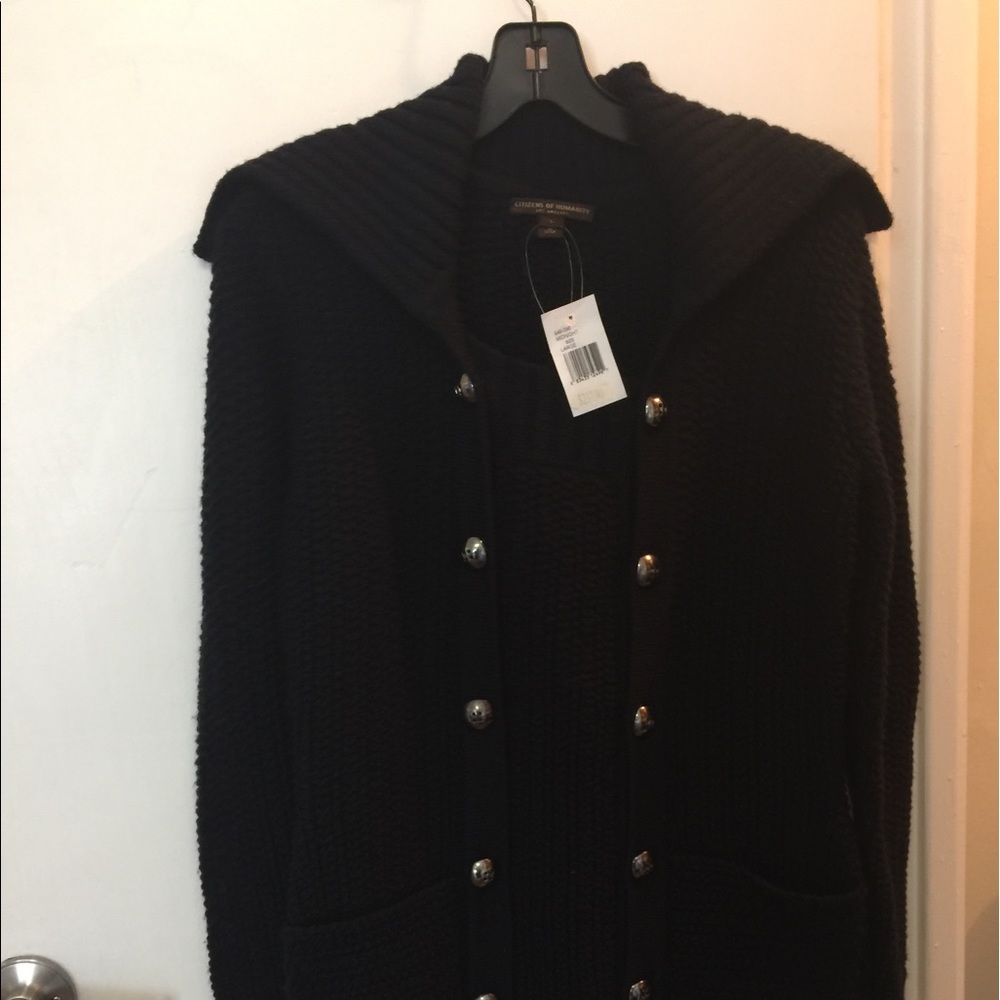 100% merino wool double breasted sweater