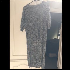 Gray knit high low pull-on sweater tunic