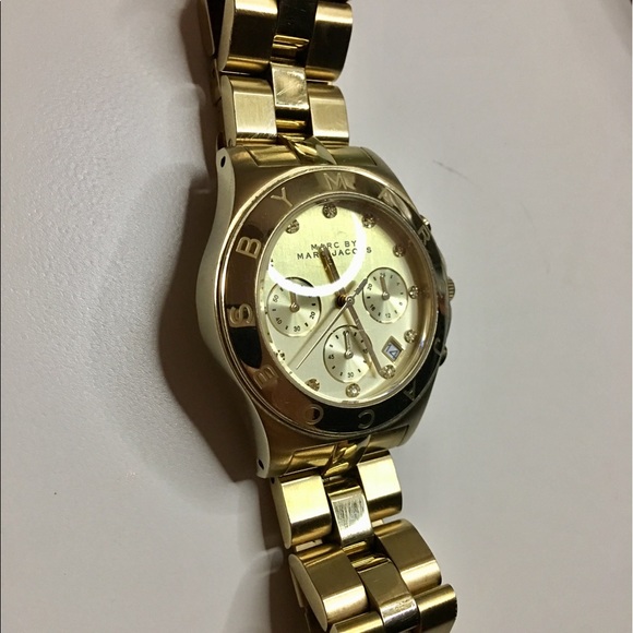 Marc Jacobs women\'s chronograph gold tone watch