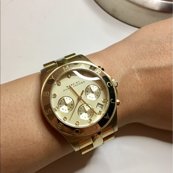 Marc Jacobs women\'s chronograph gold tone watch