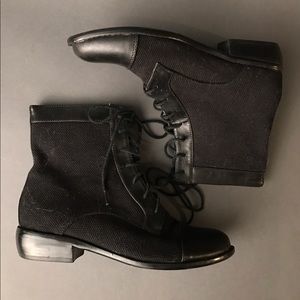 Urban Outfitters Black Leather and Canvas Boots