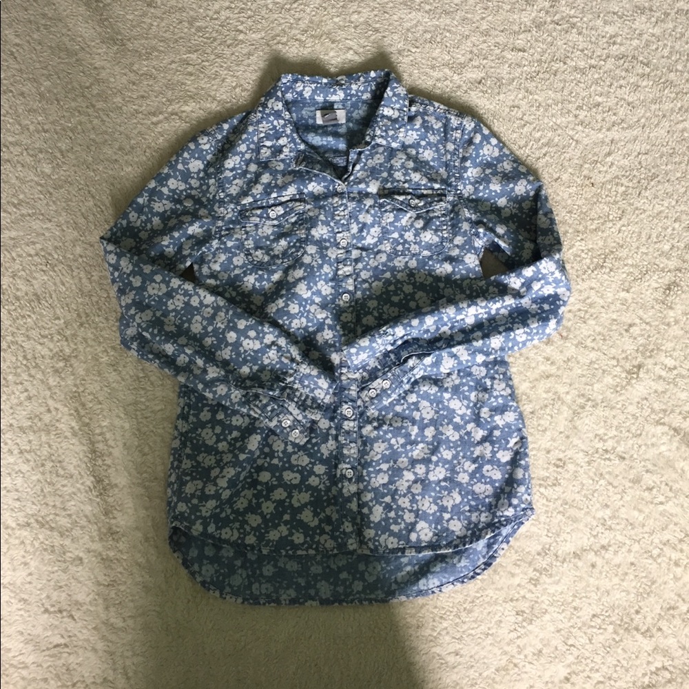 Floral Denim Button Up