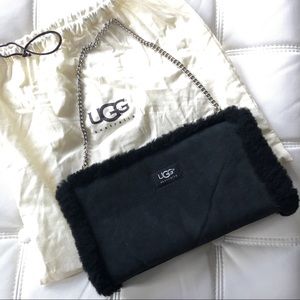 UGG Black Suede and Shearling Muff shoulder Bag