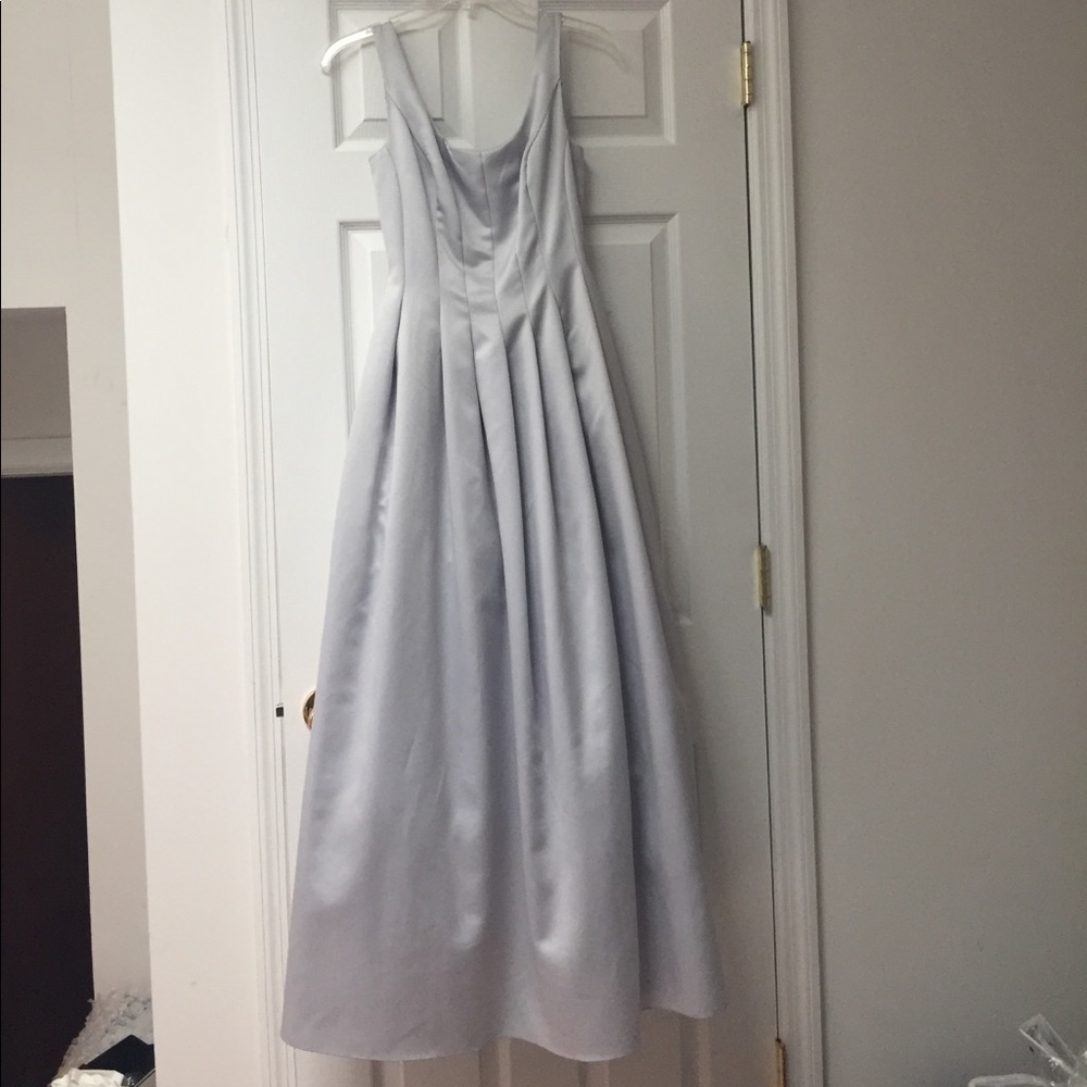 ABS Evening Collection Silver Satin Tulle Gown