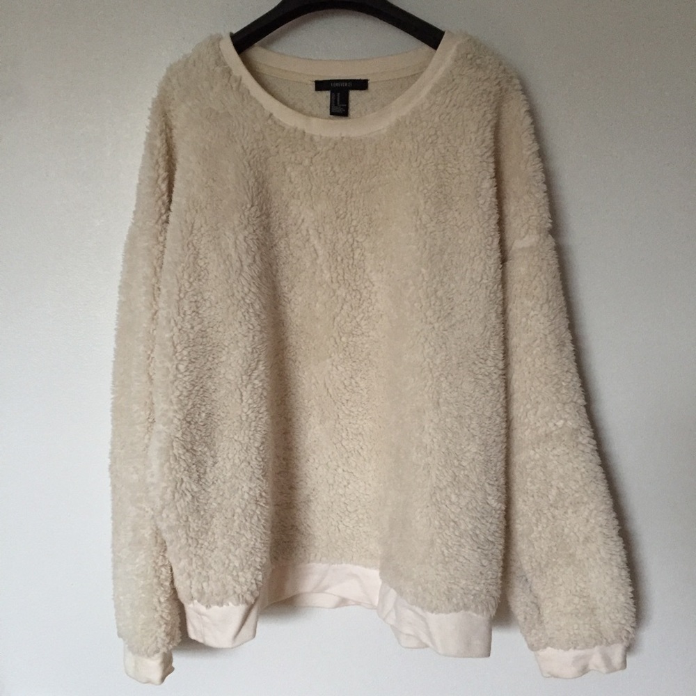 white fluffy sweater