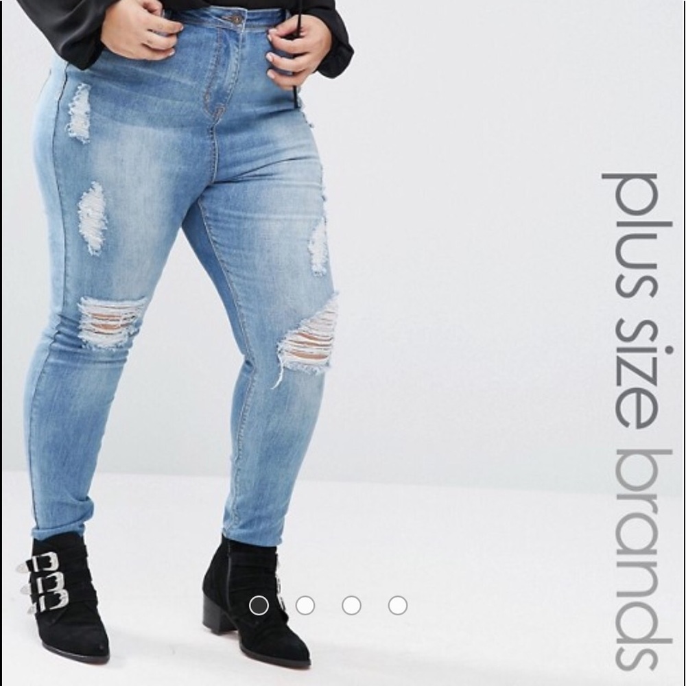 ASOS light wash high waisted distressed jeans