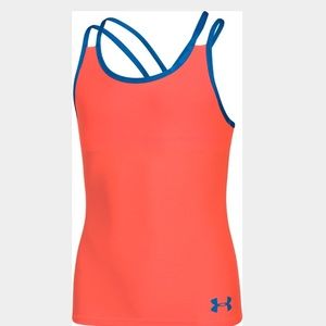 Under Armour Girls fitted heat gear shelf bra tank top YSM