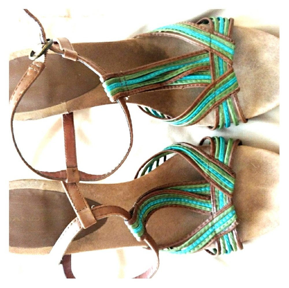 Teal and green sandals