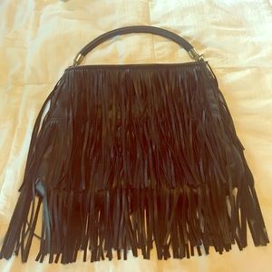 H and m fringe hobo western bag