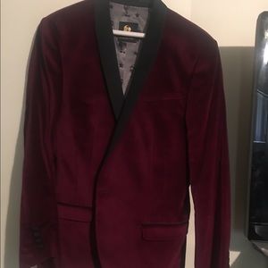 Burgundy velvet blazer