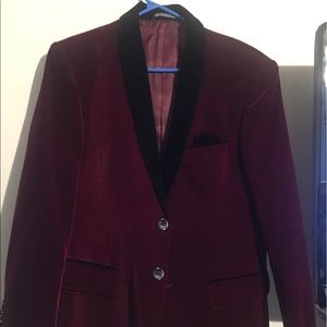 Burgundy velvet blazer