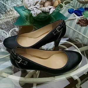 Women Ralph Lauren Black Leather Pumps Shoes