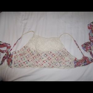 Free People lace high neck crop top