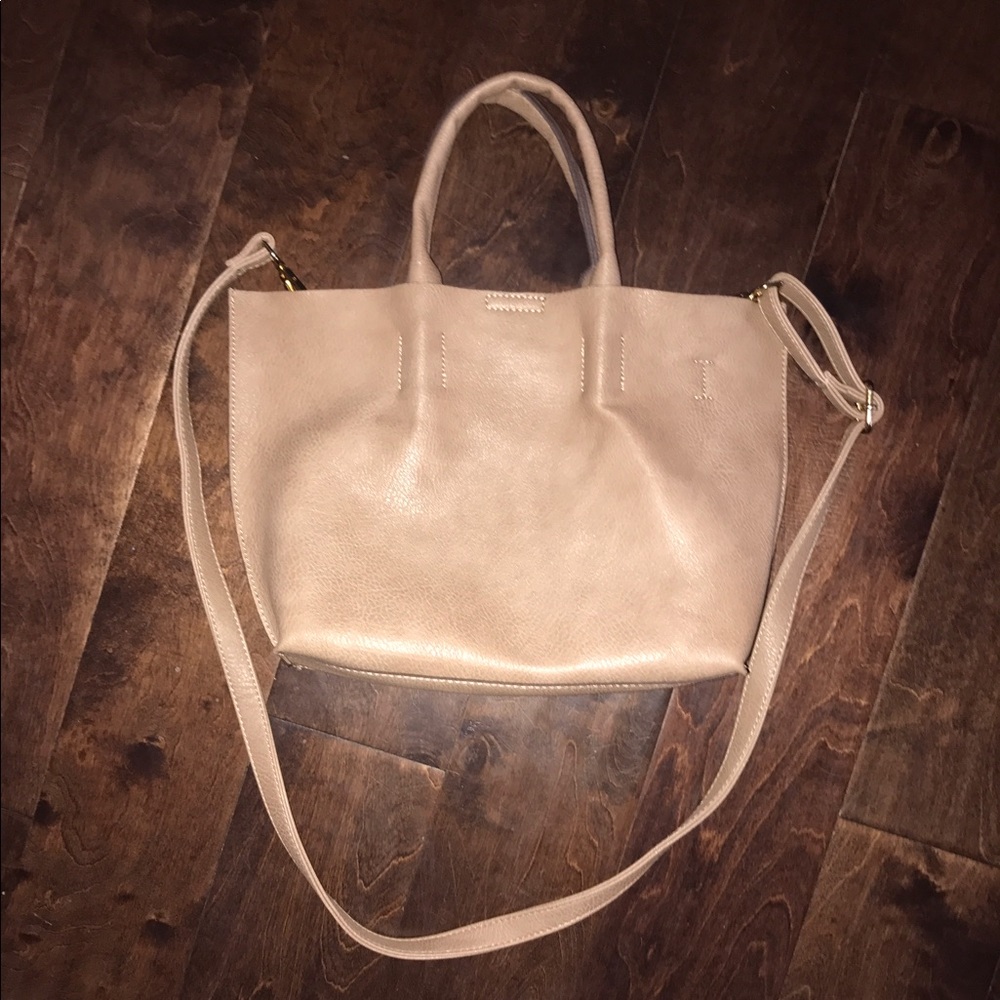 Gently used tan leather Nordstrom handbag