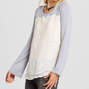 Xhilaration - Knit-to-lace Knit Tee