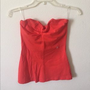 Orange strapless top from pacsun