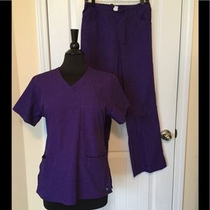 Purple scrub top and bottom