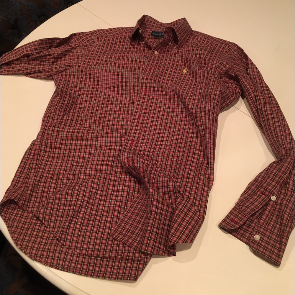 Polo button down red plaid classic fit