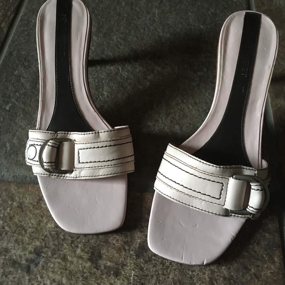 Nine West pale pink 3" slip on heels size 7