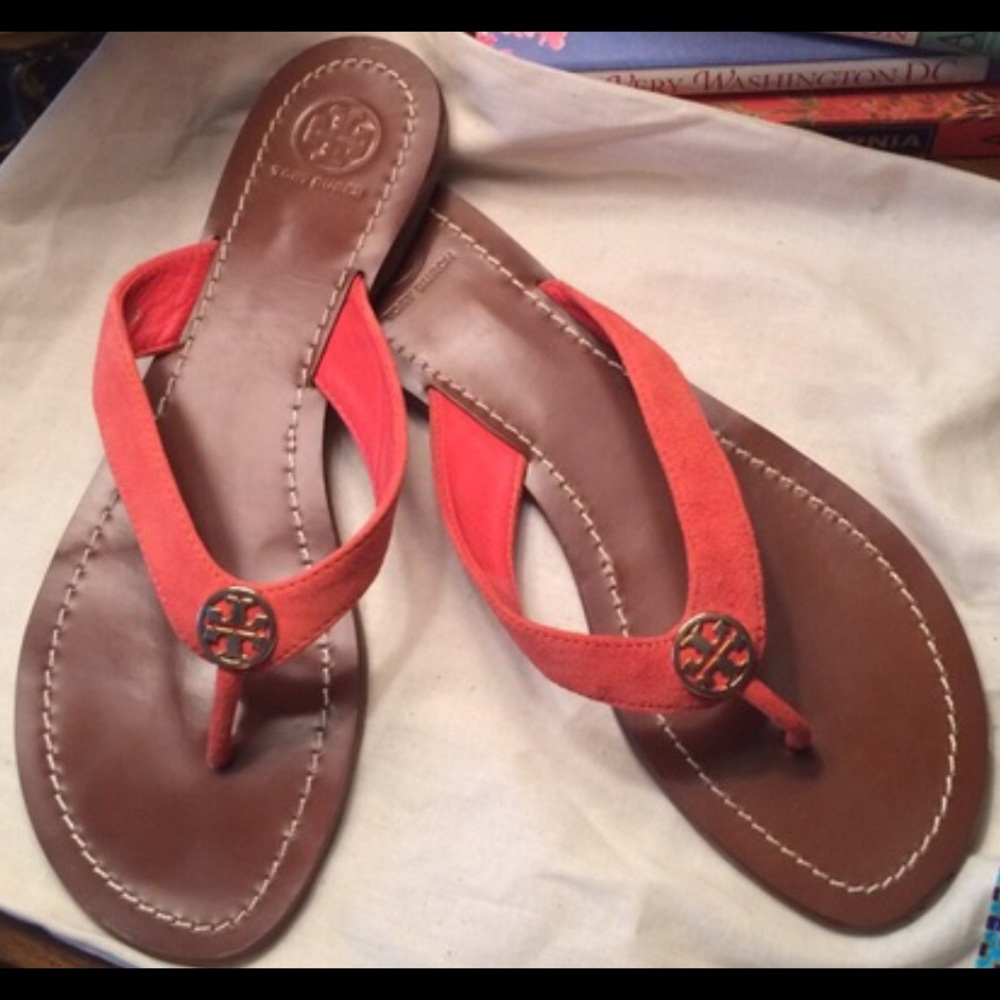 Tory Burch Orange Sued Sandals