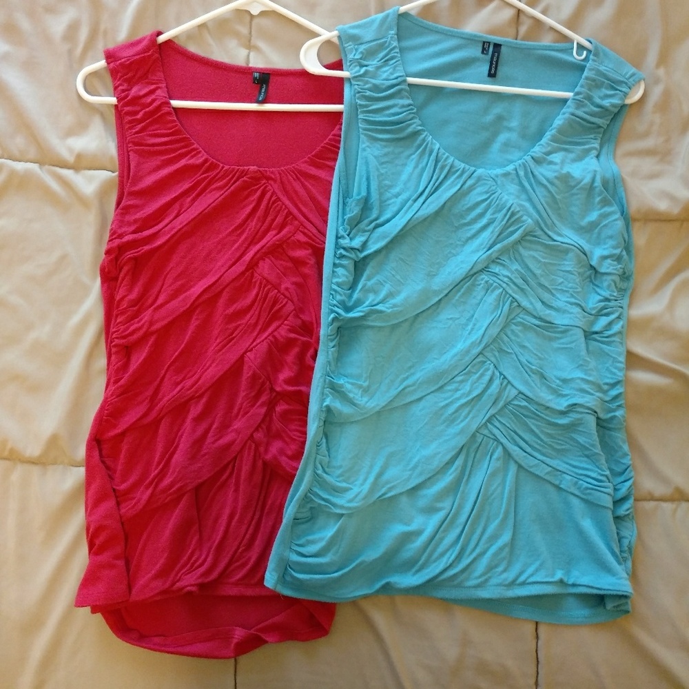 Two rouched tank tops