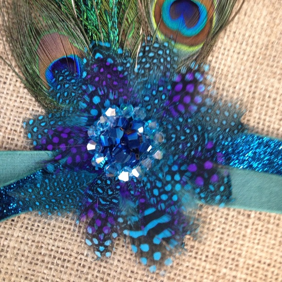 Handmade Headband with feathers & Crystals