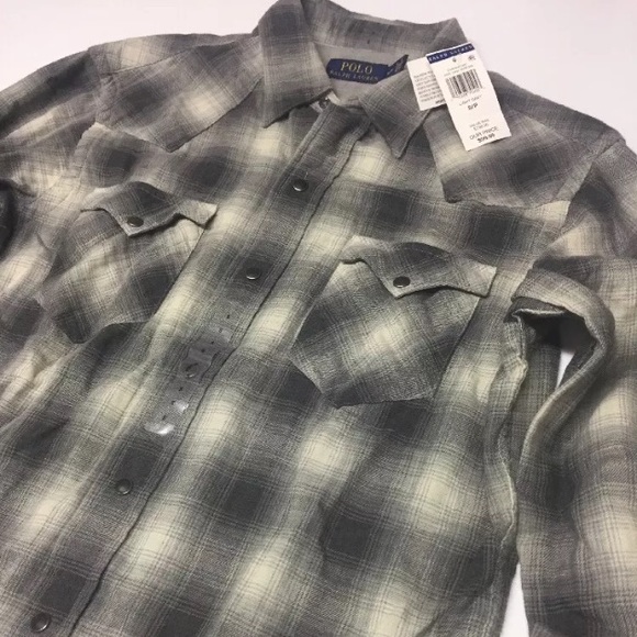 Polo R/Lauren B/Down Small Western Plaid Shirt$198 - Picture 2 of 5