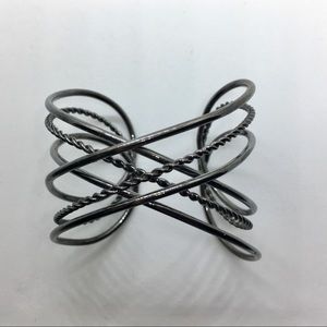 F21 Wire Design Cuff Bracelet - Dark Silver