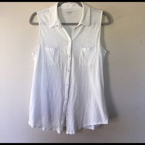 LOFT Button down textured knit blouse