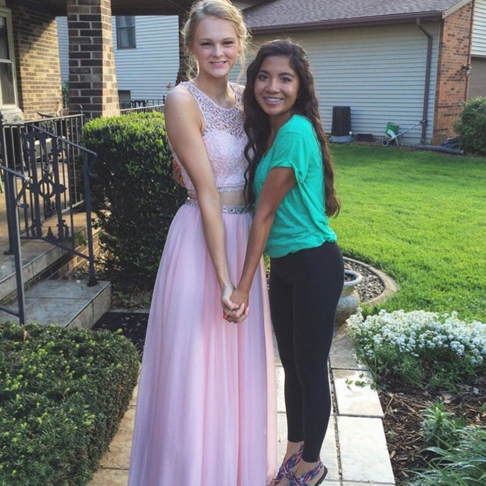 PALE PINK 2 PIECE PROM DRESS SIZE 3