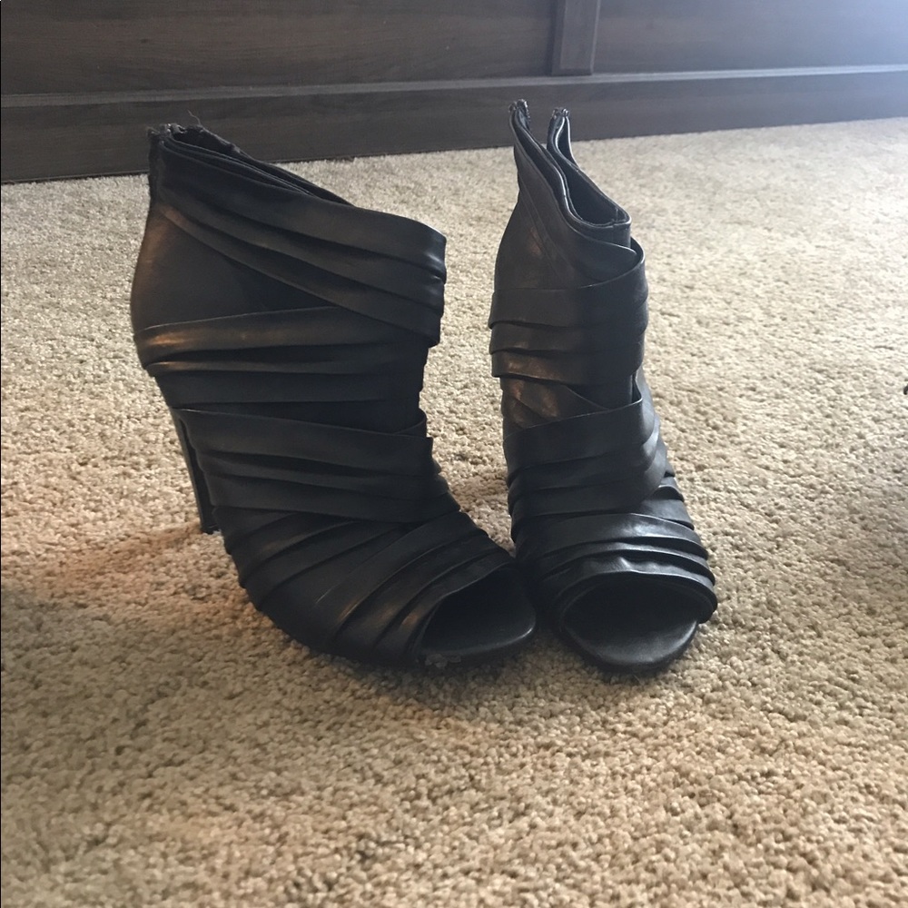 Black peep toe booties