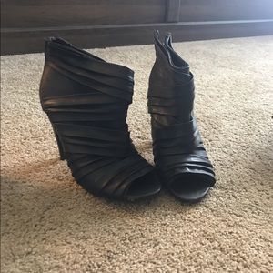 Black peep toe booties