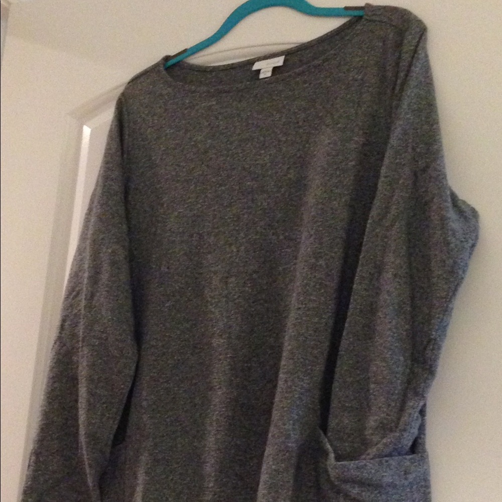 Gray marled crew-neck sweater