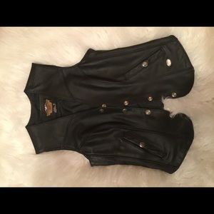 Harley Davidson black leather vest