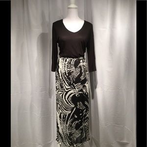 Pleated Black & Creme Aztec Skirt