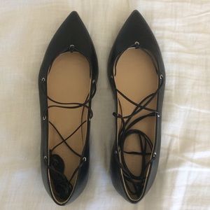 Jcrew Leather lace-up ballet flats