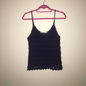 A knit navy blue tank top