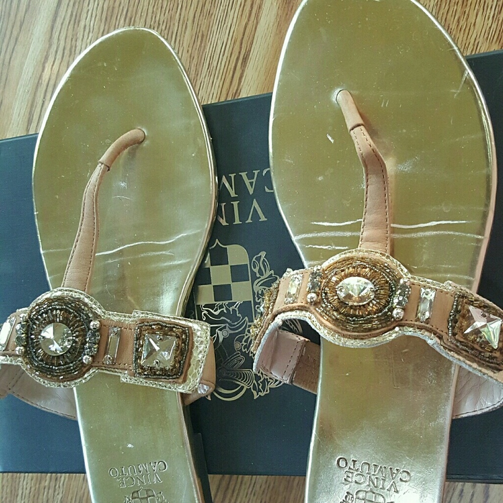 Vince Camuto   leather jeweled thong sandal