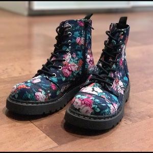 T. U. K. Floral combat boots
