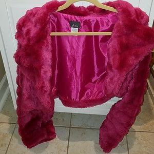 Fuschia Faux Fur Crop Jacket
