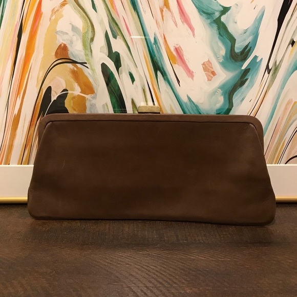 Club Monaco Brown Leather Clutch - New unused! - Picture 1 of 4