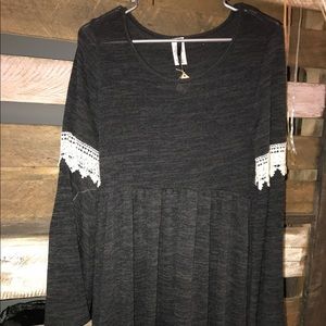 grey and white dress