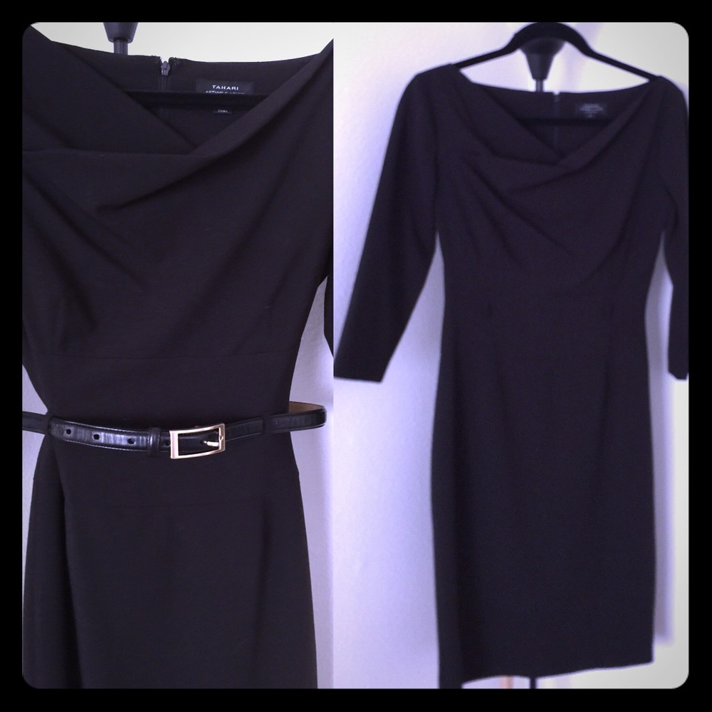 Black Tahari 3/4 sleeves dress.