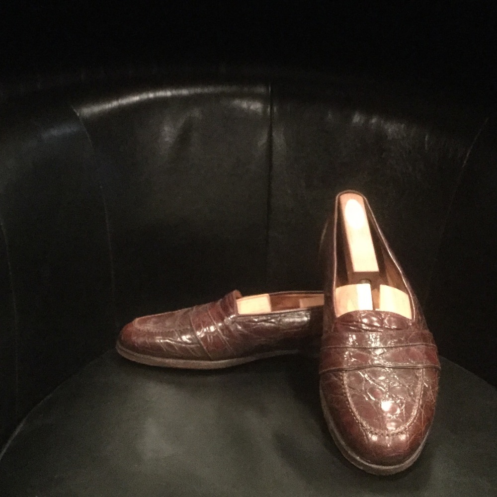 Chocolate Brown Crocodile Loafers