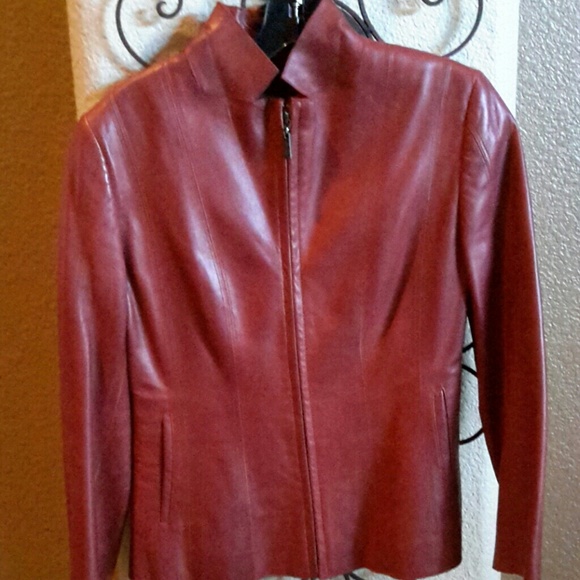 Cole Hann Red Leather jacket - Picture 1 of 1
